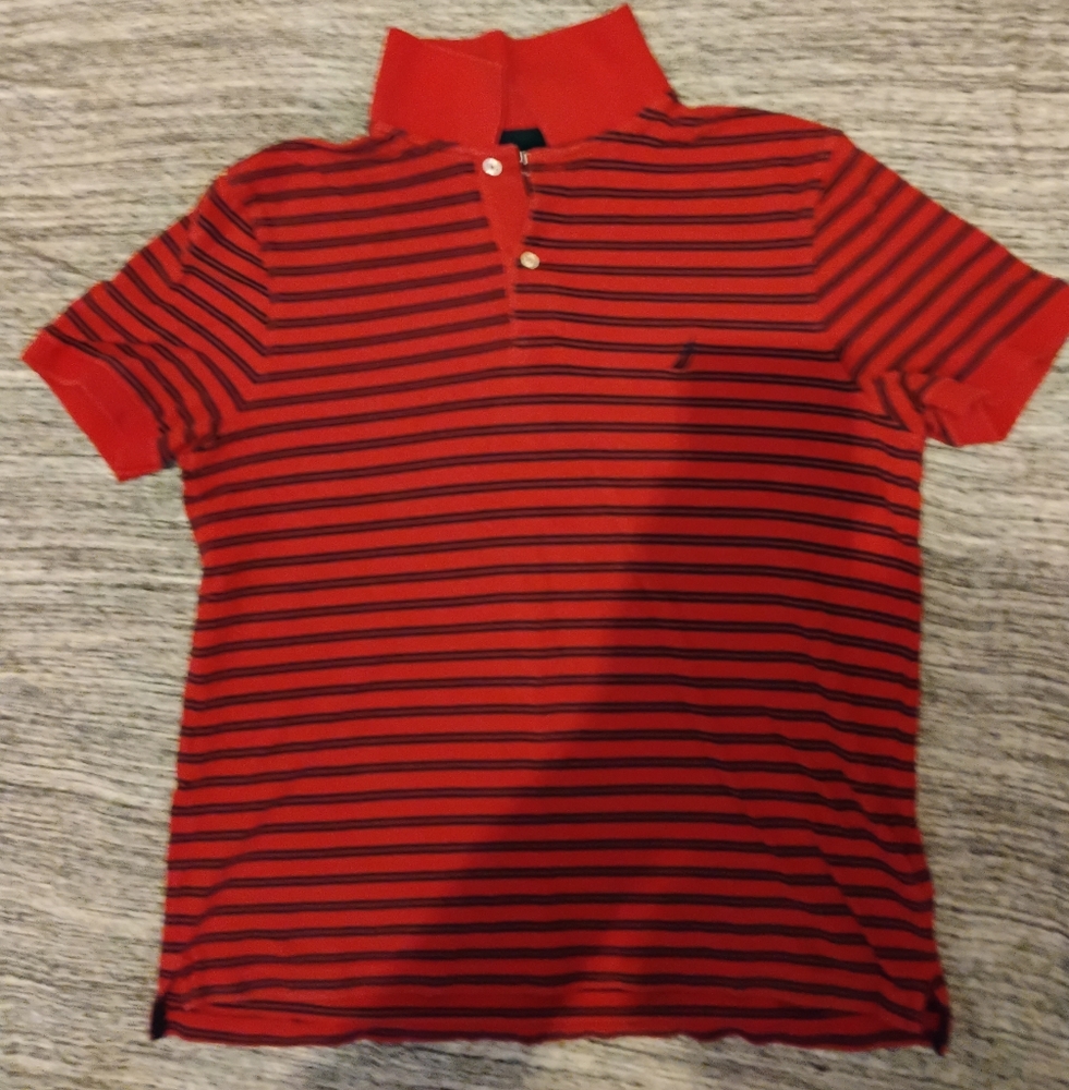 Red with Blue stripe Nautica Polo shirt size L